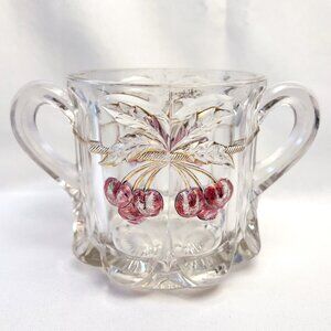 EAPG Antique Northwood Glass Spooner Open Sugar Bowl Cherry & Cable Early 1900s